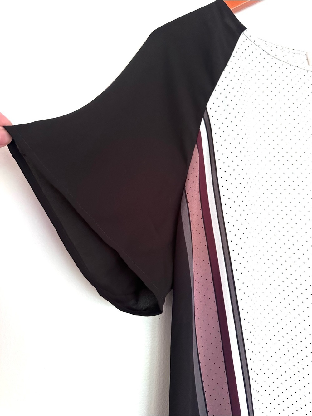 LOFT Black & White Dot Panel Tunic with Mauve Stripe Accents Size XL - Picture 4 of 8